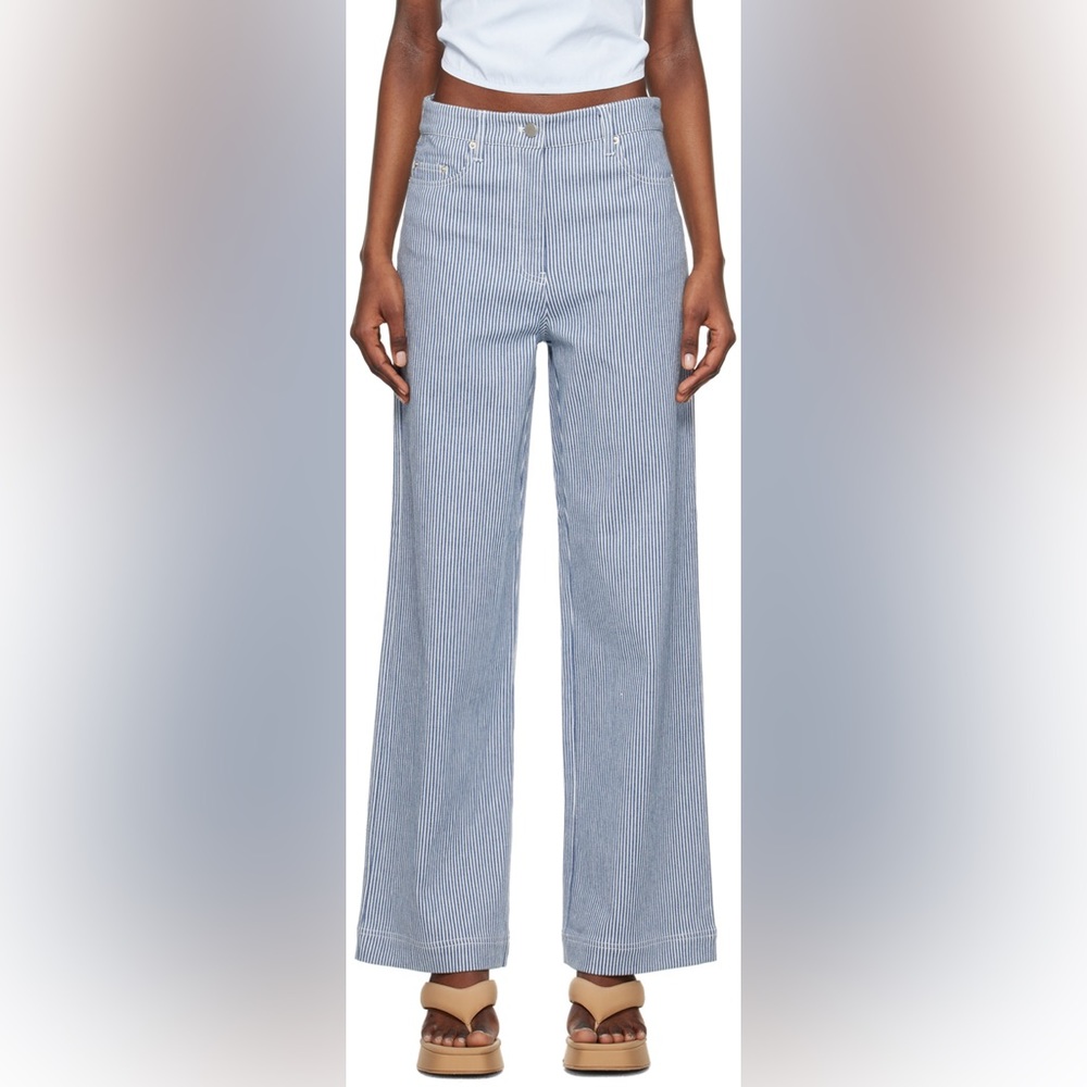 Remain Birger Christensen Blue Stripe Trouser - Picture 2 of 9